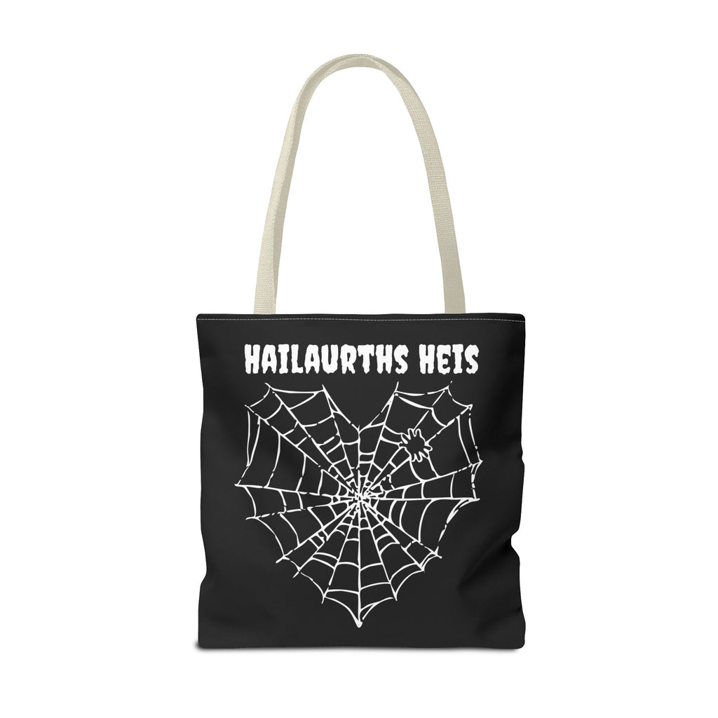 Gothic Spider Web Heart Tote Bag - Creepy Halloween Carryall, Black Widow Arachnid Shoulder Tote, Spooky Goth Shopping Bag, Punk Rock