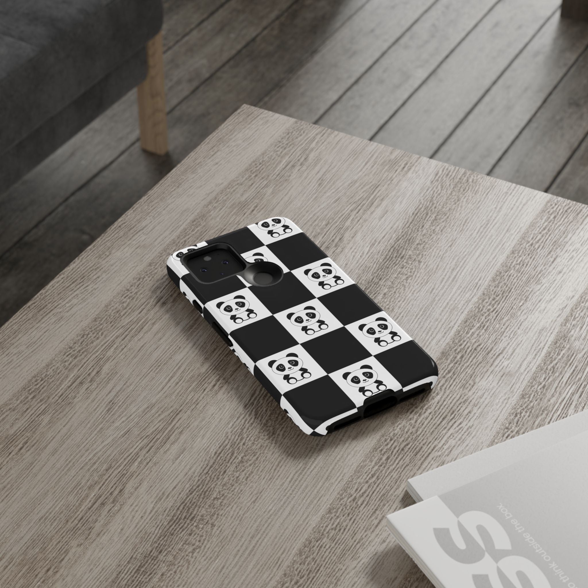 Panda Chessboard Tough Cases, Cute Panda Phone Covers, Chess Pattern iPhone Case, Board Games Phone Accessories, Animal Lover Tech