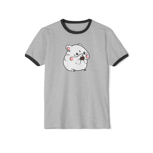 Kawaii Cute Hamster Ringer Tee - Cotton T-Shirt - Animal Lover Gift - Funny Graphic Tee - Cute Rodent Shirt