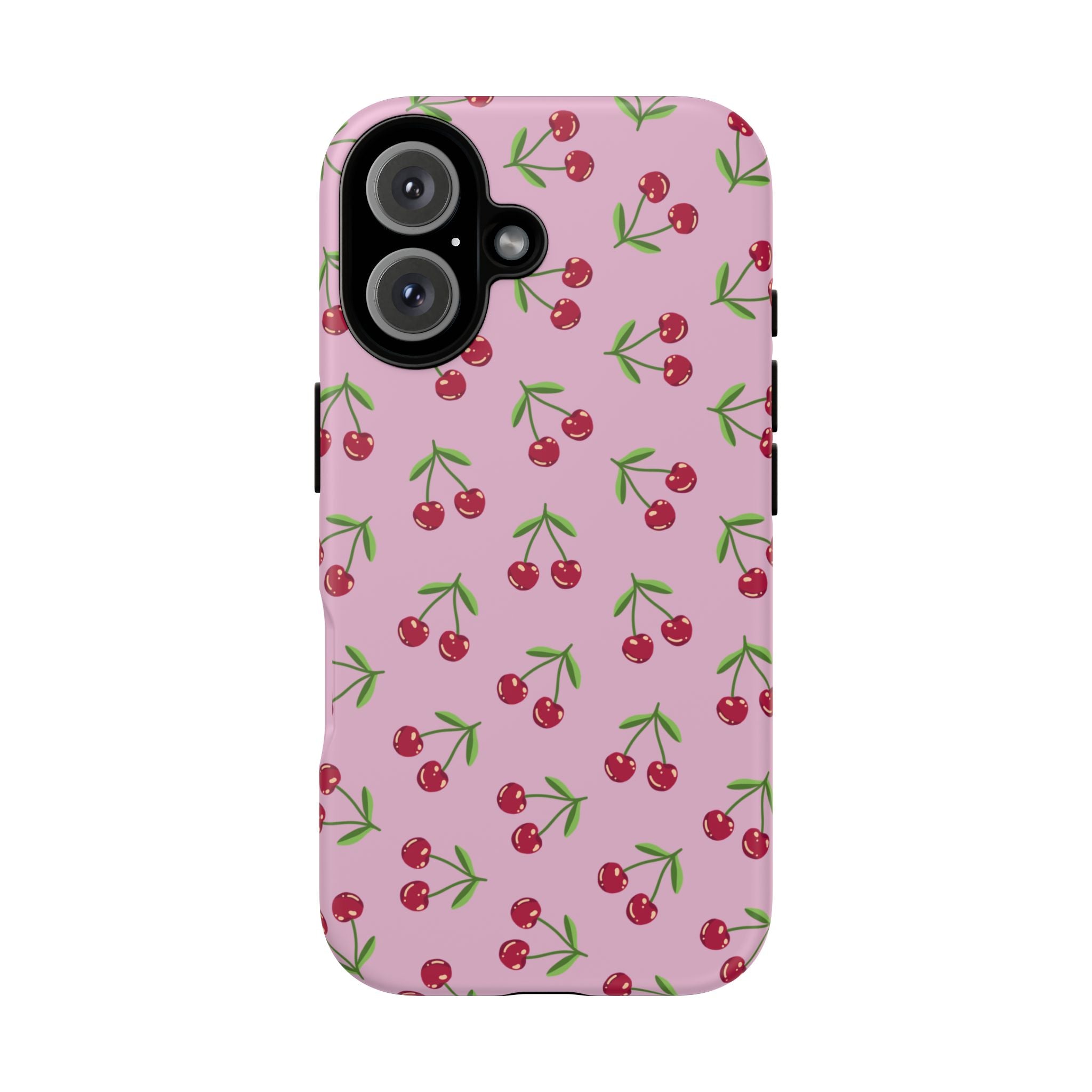 iPhone Cherry Pattern Phone Cases, Floral Tough Cover, Protective Smartphone Shell, Hard Case Gift for Her, Pretty Device Accessories