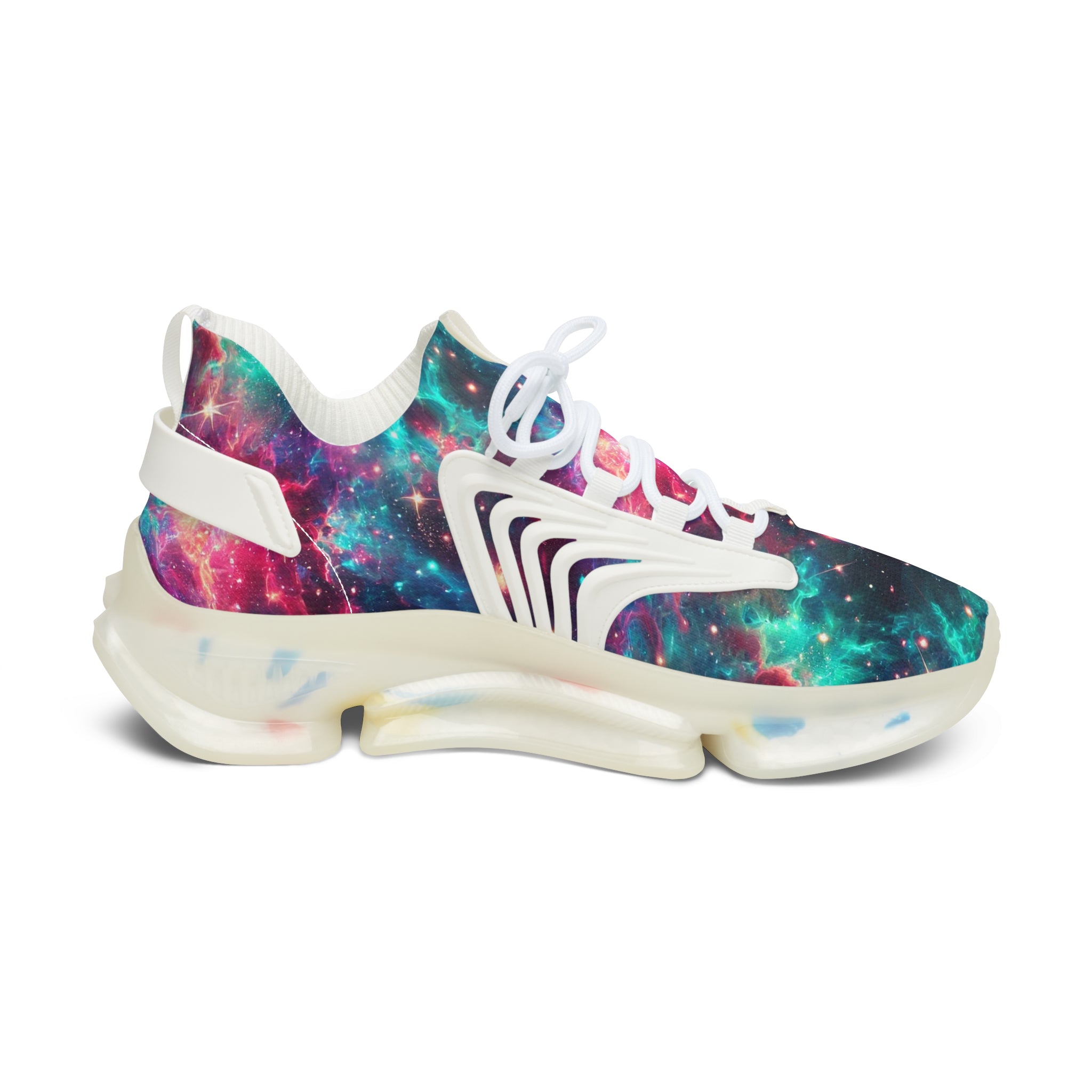 Neon Space Sneakers, Women's Shoes, Galaxy Print Running Shoes, Outer Space Sneaker Gift, Cosmic Athletic Footwear