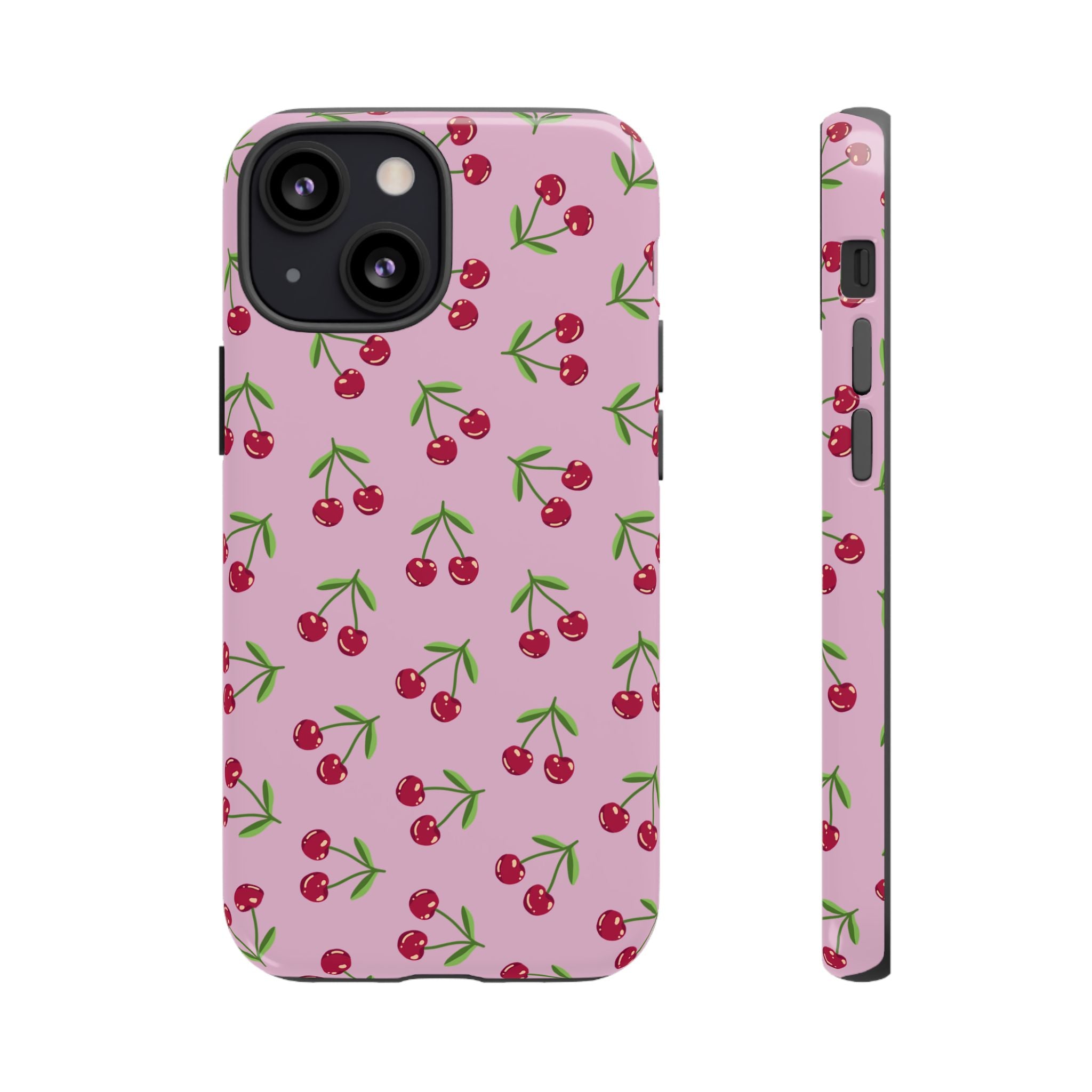 iPhone Cherry Pattern Phone Cases, Floral Tough Cover, Protective Smartphone Shell, Hard Case Gift for Her, Pretty Device Accessories