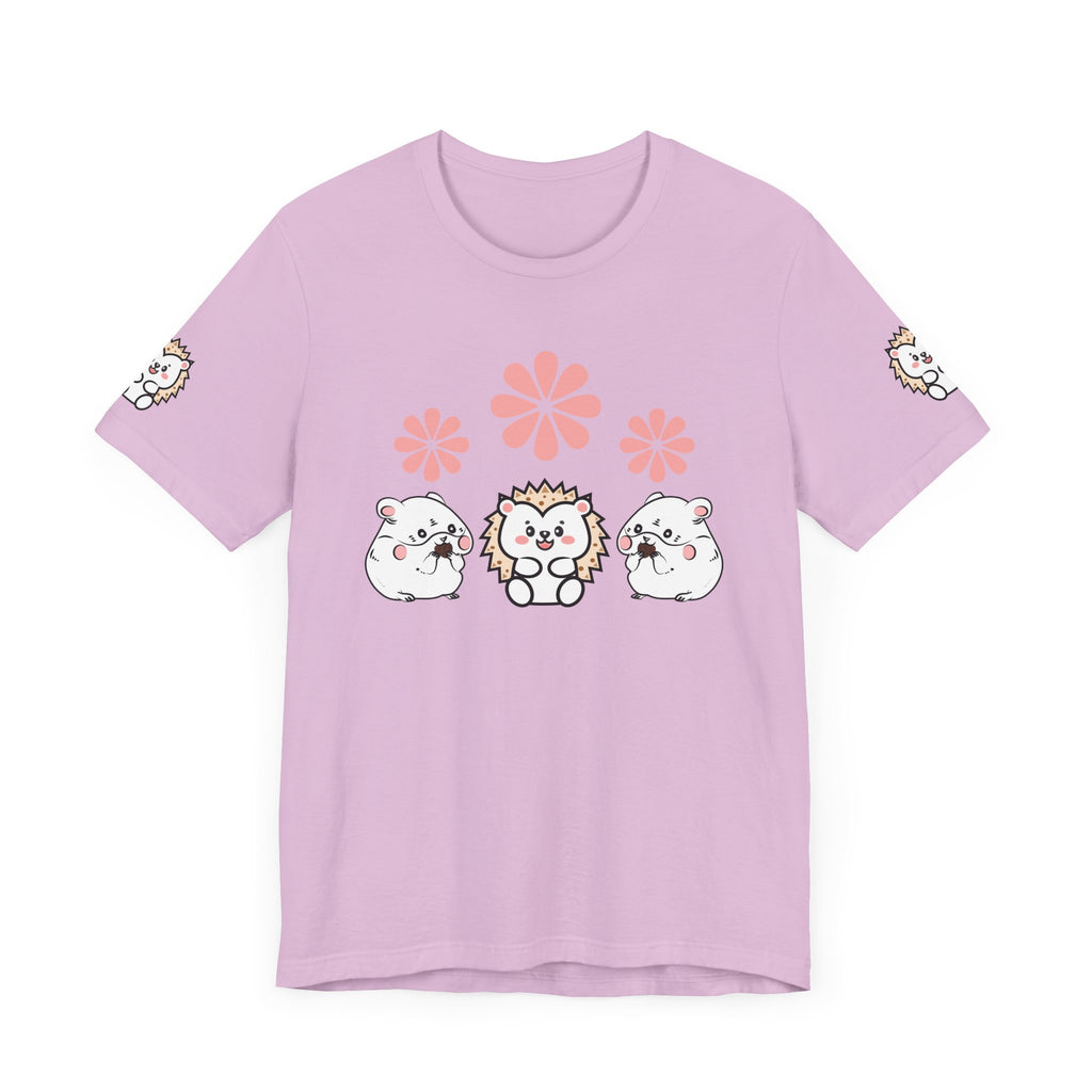 Cute Animal Tee - Hedgehog & Hamster Shirt - Happy Critter Top
