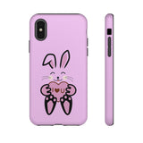 Rabbit With I Love You Heart iPhone Tough Cases, Bunny Phone Cover, Animal Lover Gift, Protective Case, Cute Rabbit Design