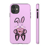 Rabbit With I Love You Heart iPhone Tough Cases, Bunny Phone Cover, Animal Lover Gift, Protective Case, Cute Rabbit Design