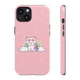 Kawaii Cat Rainbow Tough Cases, Cute Kitty Phone Cover, Protective Phone Case, Adorable Cat Lover Gift, Fun Rainbow Cat Phone Accessories