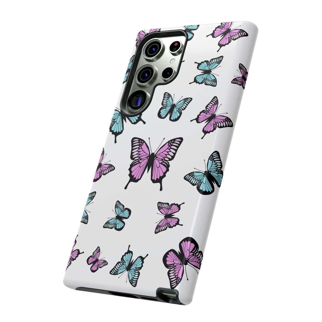 Butterfly Pattern White Background Phone Cases, Protective Cover, Strong Cases, Impact Resistant, Floral Design, Unique Gifts