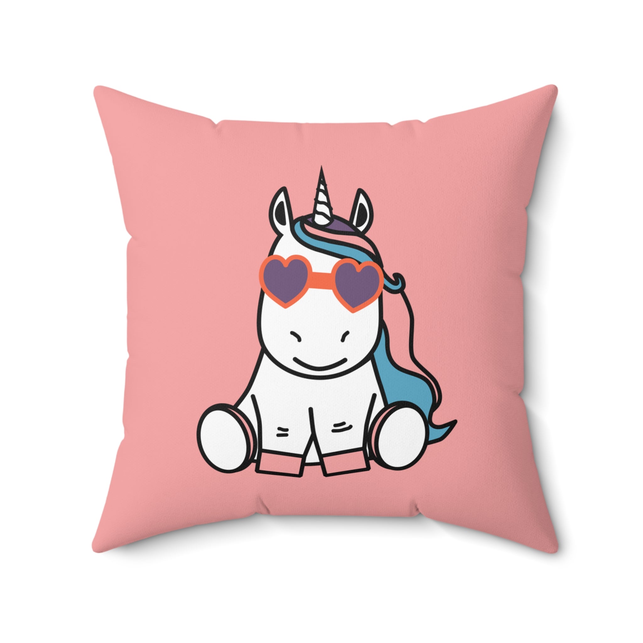Kawaii Unicorn Spun Polyester Square Pillow