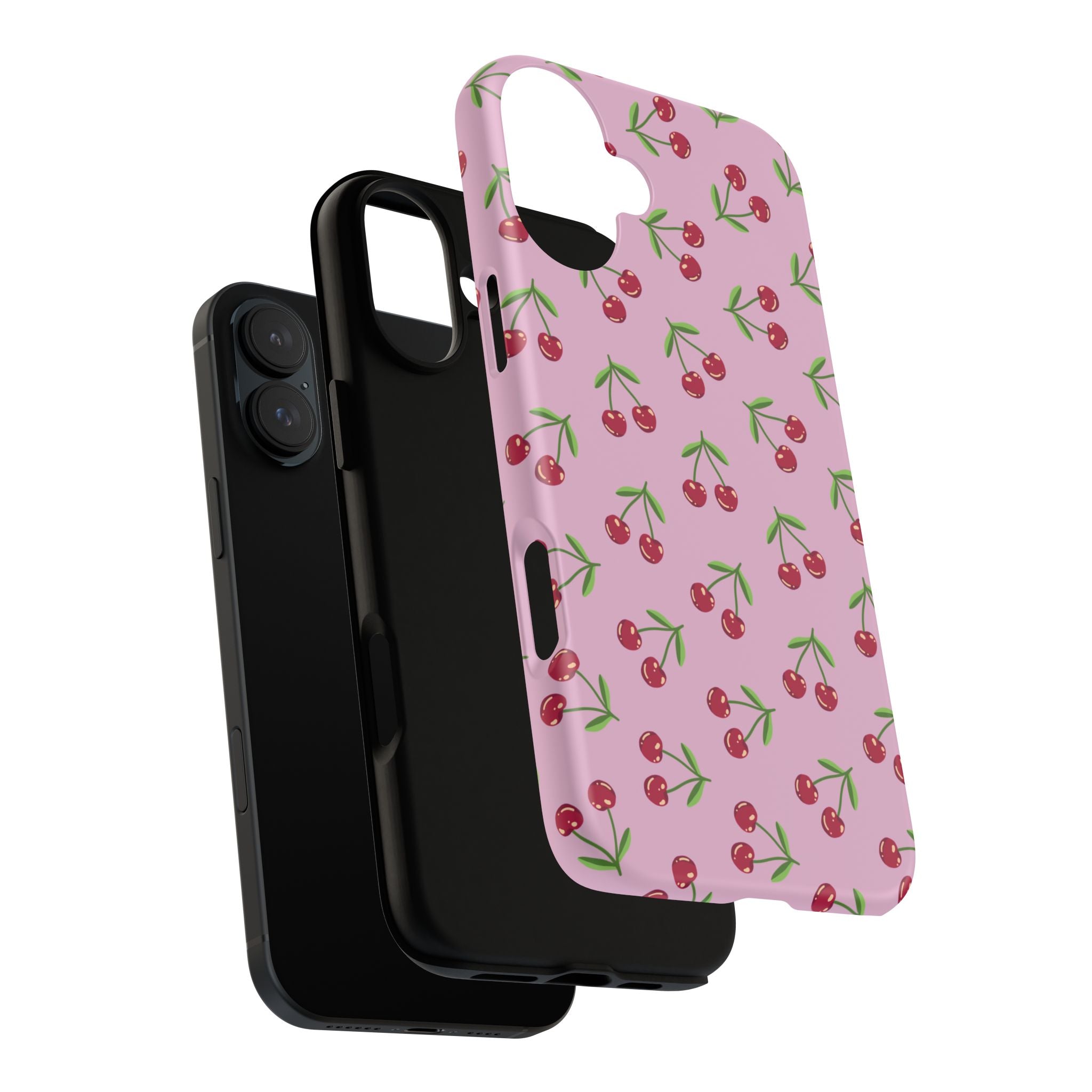 iPhone Cherry Pattern Phone Cases, Floral Tough Cover, Protective Smartphone Shell, Hard Case Gift for Her, Pretty Device Accessories