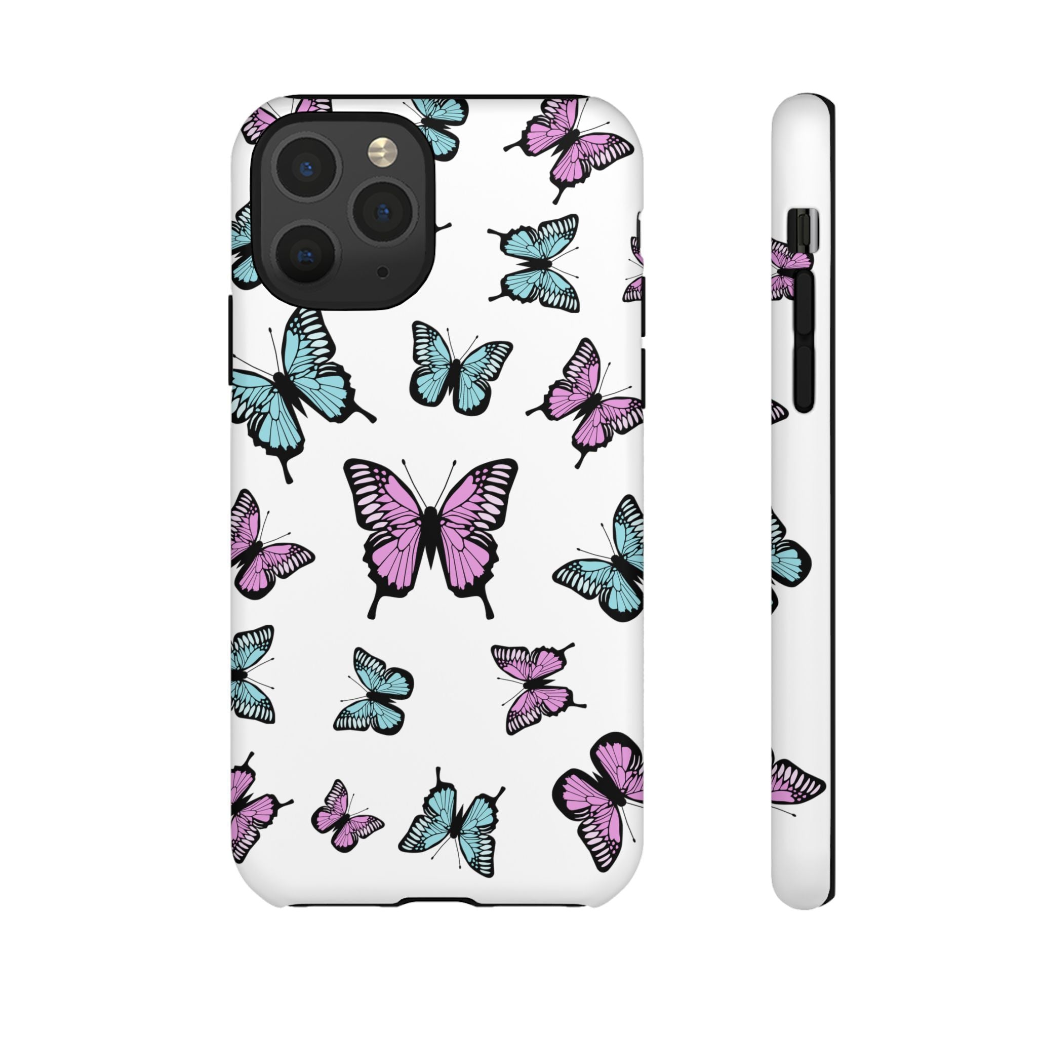 Butterfly Pattern White Background Phone Cases, Protective Cover, Strong Cases, Impact Resistant, Floral Design, Unique Gifts