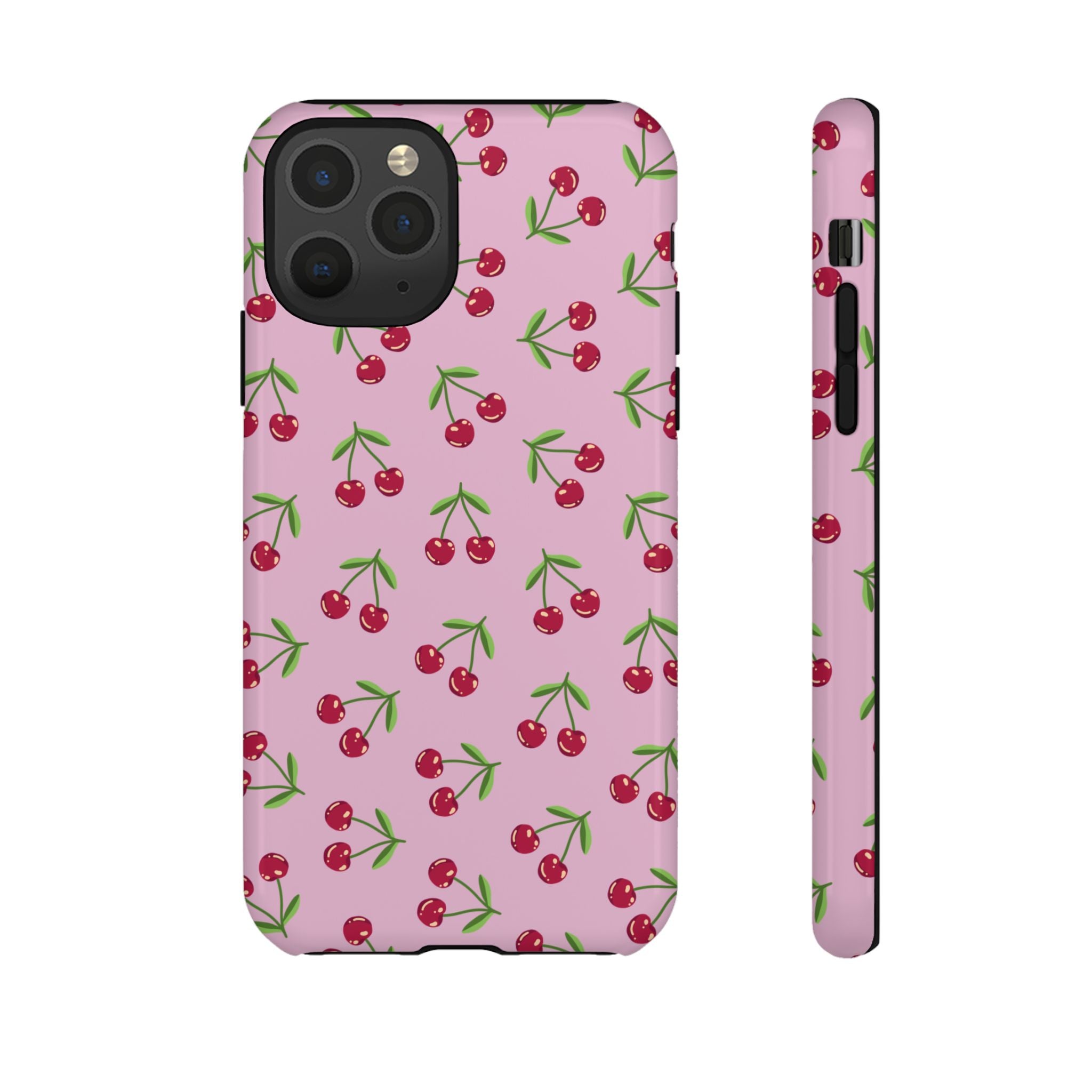 iPhone Cherry Pattern Phone Cases, Floral Tough Cover, Protective Smartphone Shell, Hard Case Gift for Her, Pretty Device Accessories