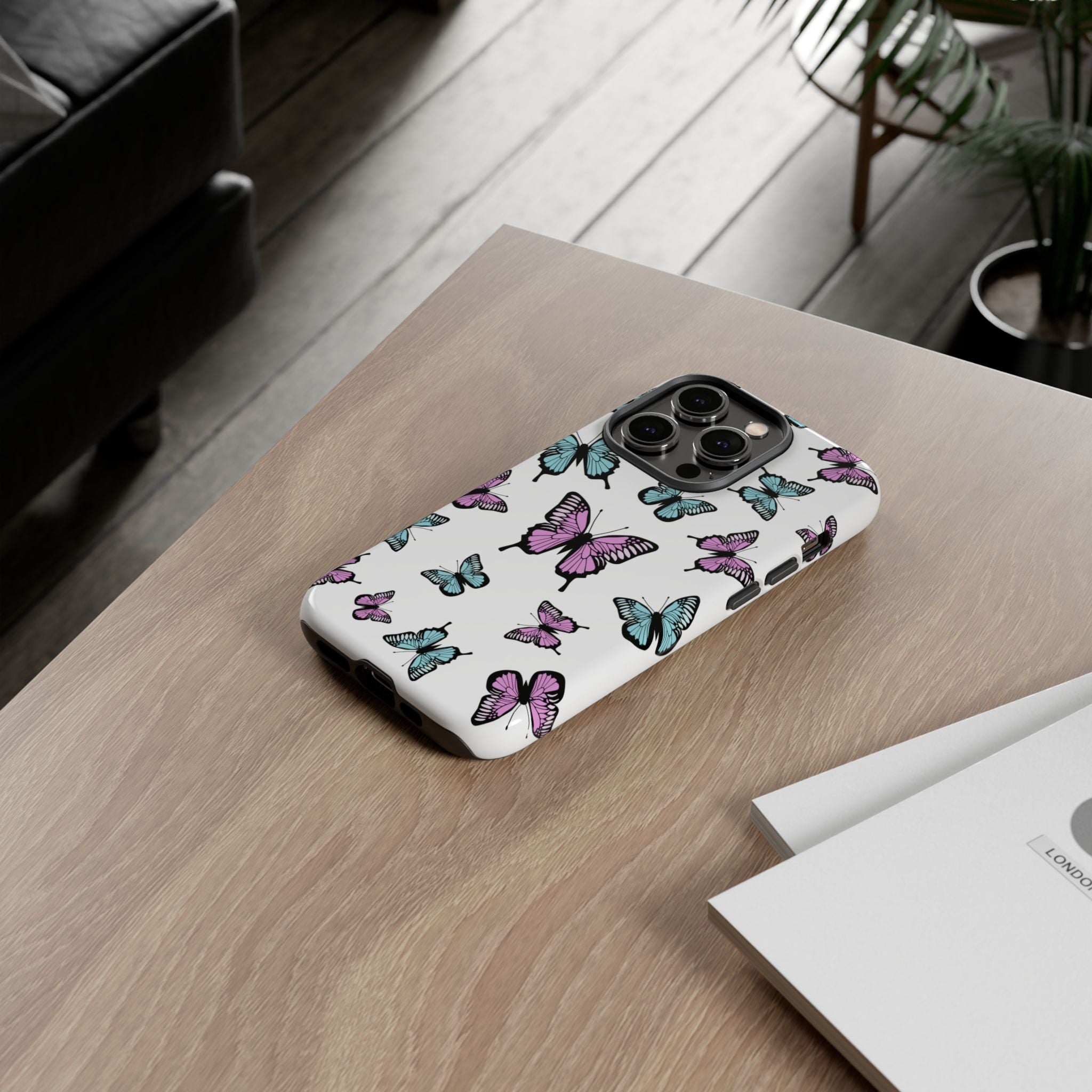 Butterfly Pattern White Background Phone Cases, Protective Cover, Strong Cases, Impact Resistant, Floral Design, Unique Gifts