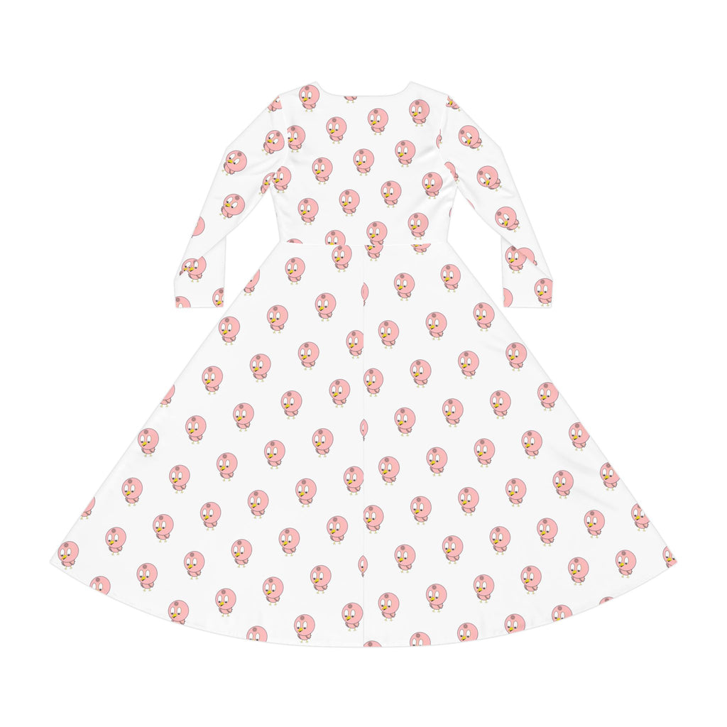 Kawaii Chicken Pattern Women's Long Sleeve Dress