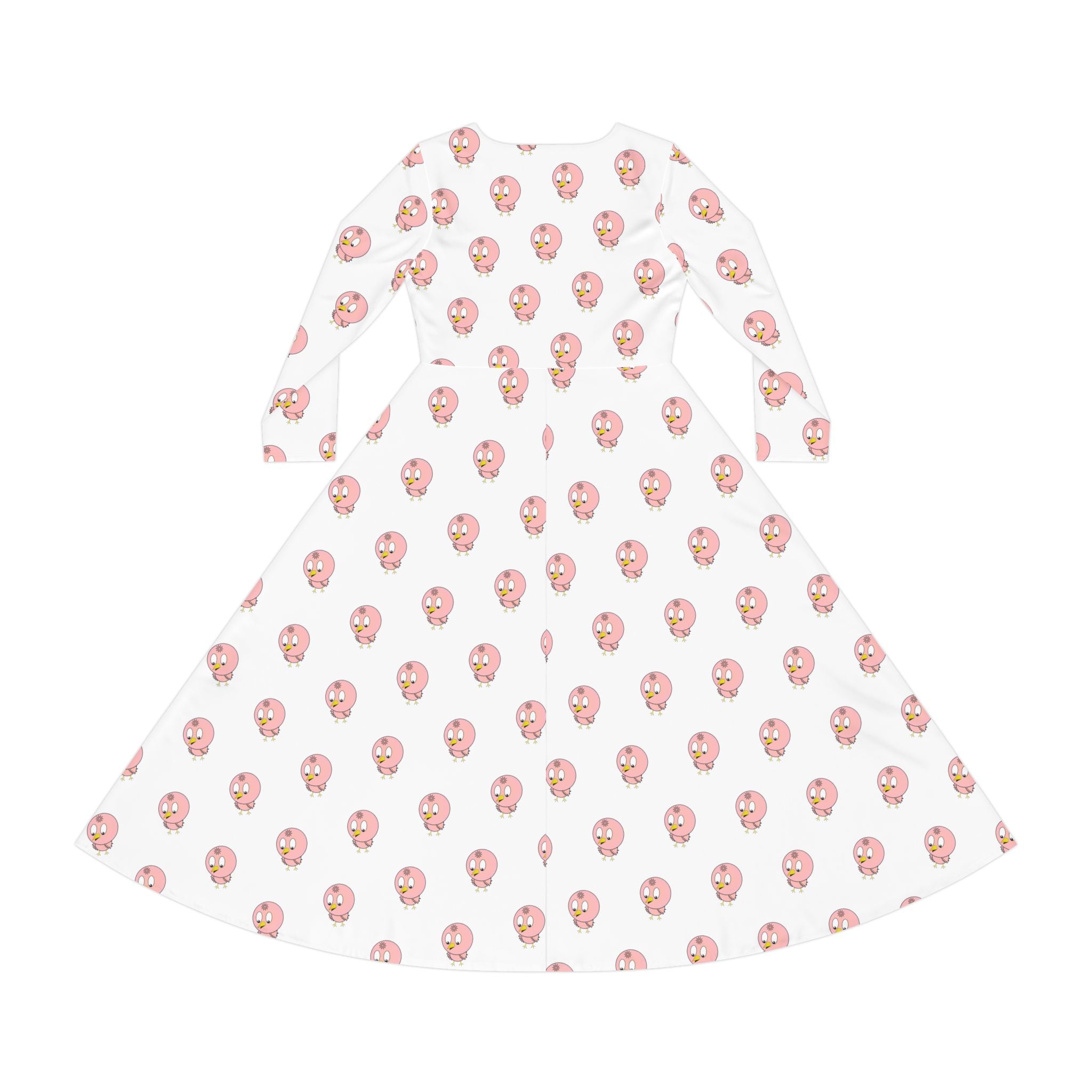 Kawaii Chicken Pattern Women's Long Sleeve Dress