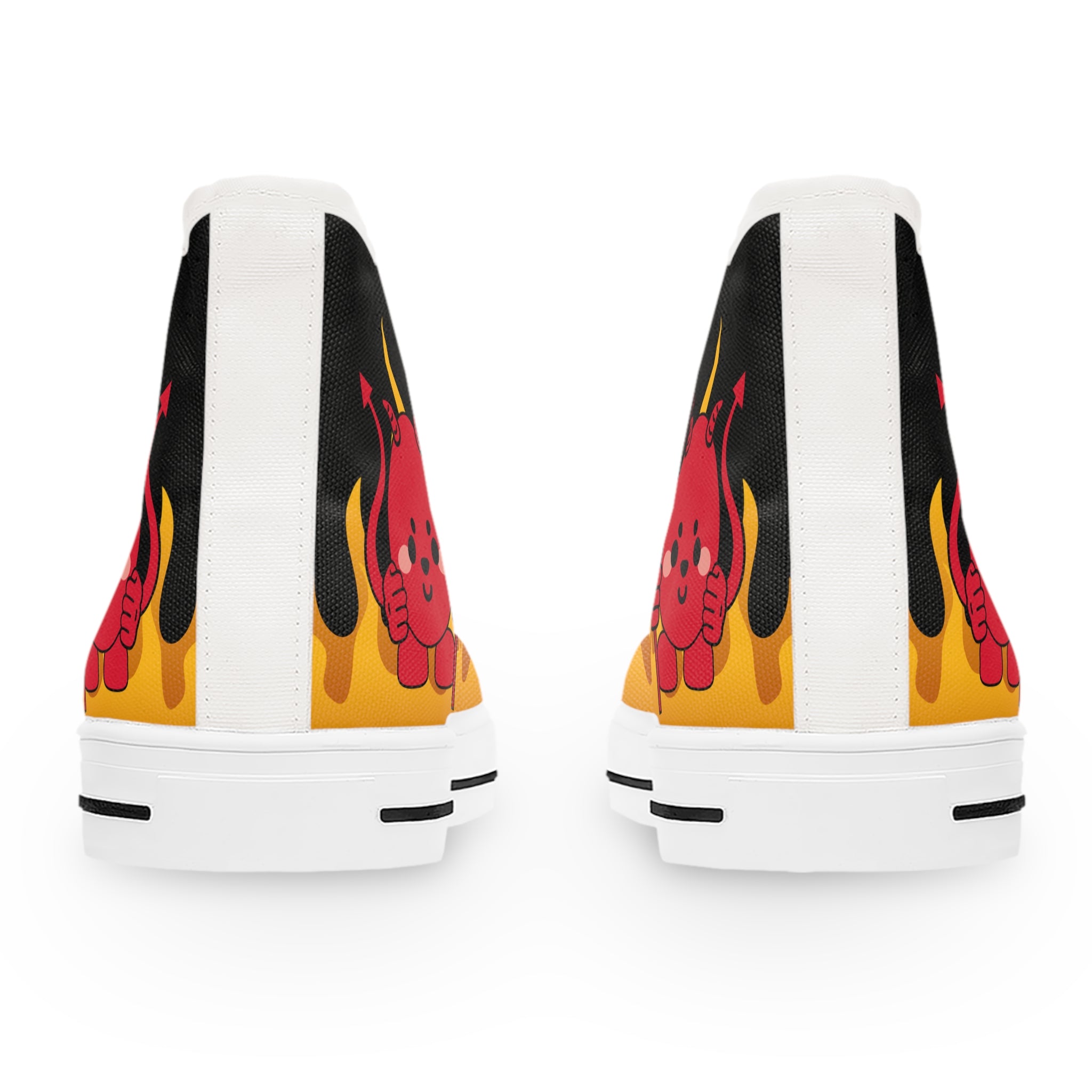 Devil Flame Women's High Top Sneakers - Red Gothic Shoes - Spiked Sneakers