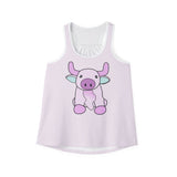 Racerback Tank Top - Kawaii Moo Graphic, Women's Summer Shirt, Funny Cow Print Tee