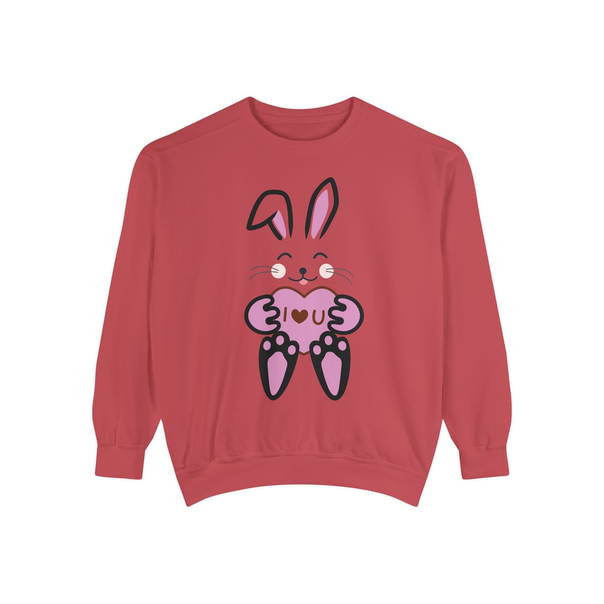 Rabbit With I Love You Heart Sweatshirt, Valentine's Day Gift, Unisex Jumper, Bunny Lover Pullover, Cozy Winter Apparel, Cute Animal