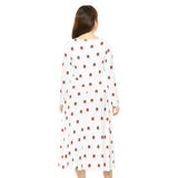 Cute Strawberry Pattern Women's Long Sleeve Dance Dress