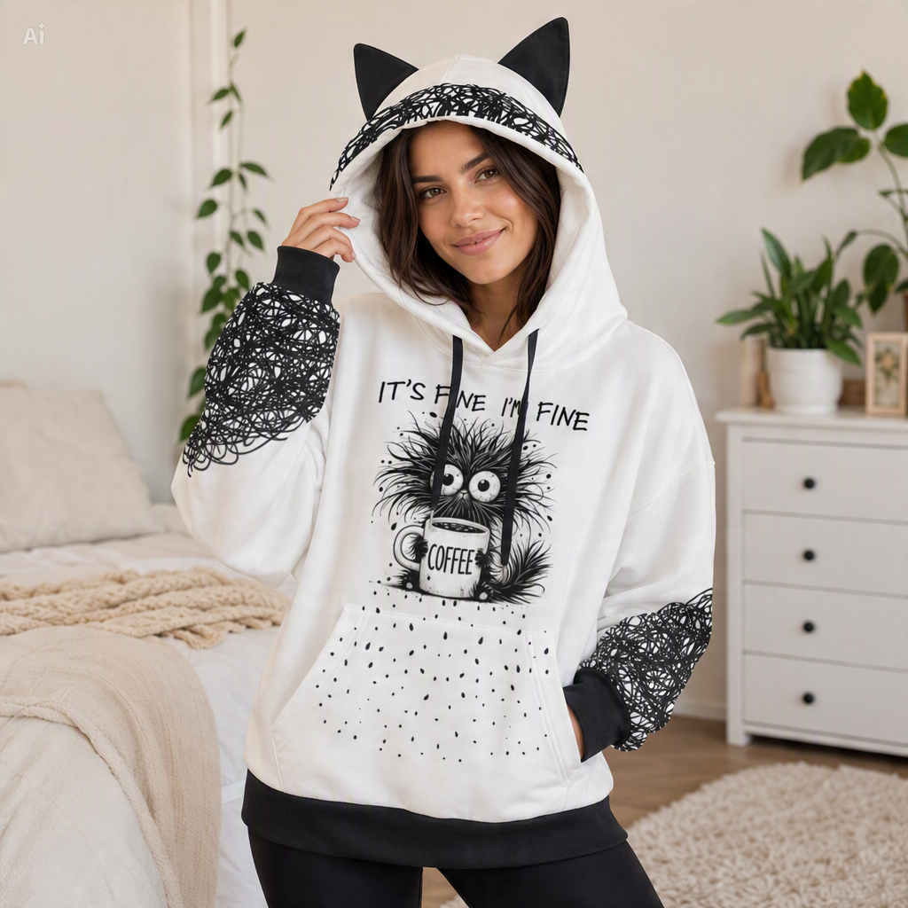 It’s Fine Coffee Cat Ear Hoodie