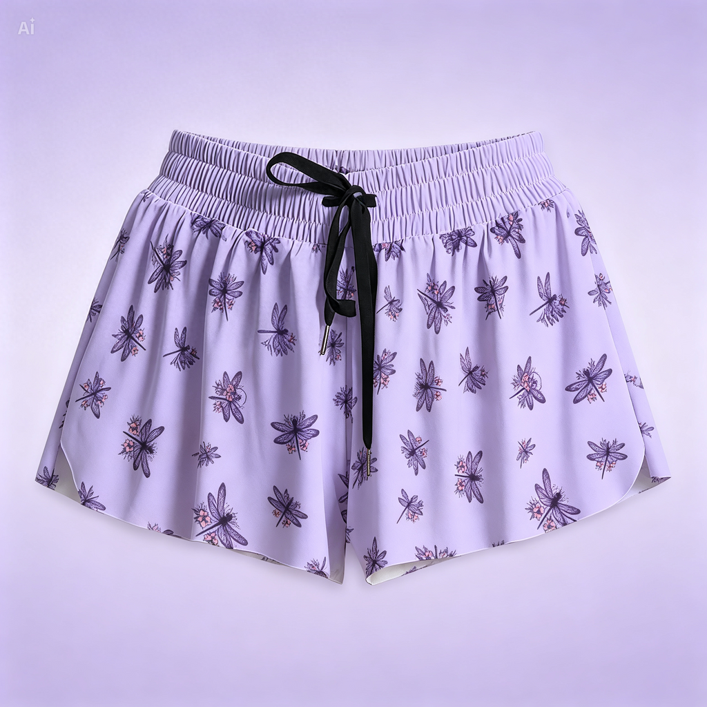 Purple Dragonfly Athletic Skort – Tennis Skirt with Built-In Shorts and Pockets