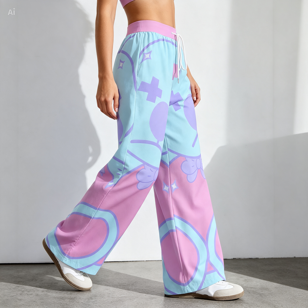 Pastel Gamer Wide-Leg Pants | 290GSM