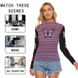 Kawaii Heaven Women's Honeycomb Butterfly Mesh Crop Top - Sexy Pink Long Sleeve Shirt