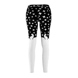 Women's Leggings - Star and Kawaii Cat Print - Cute Cat Yoga Pants - Galaxy Print - Athletic Tights