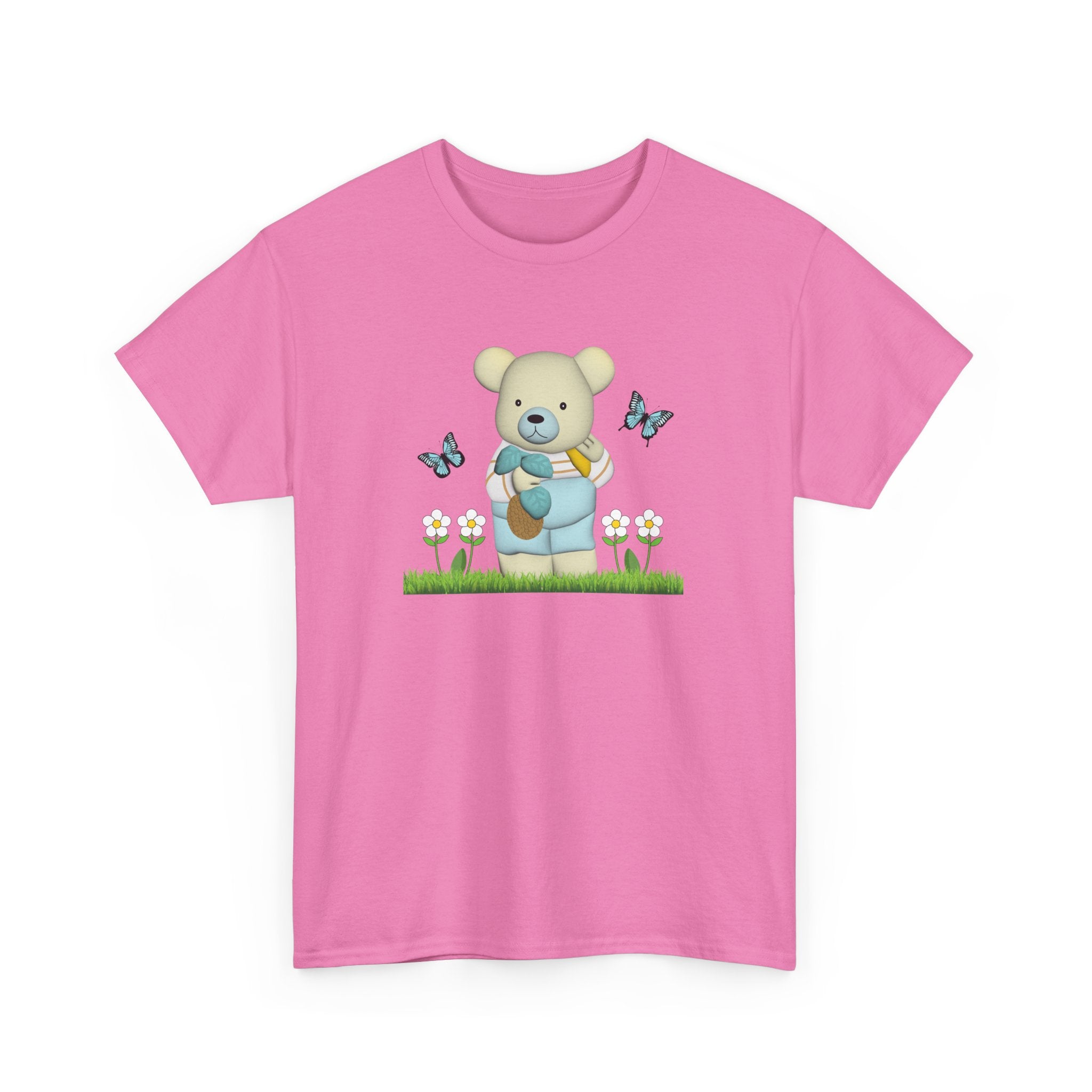 Garden Bear with Butterflies T-Shirt, Cute Bear Shirt, Nature Lover Tee, Botanical Garden Top, Wildlife Animal Unisex Tee