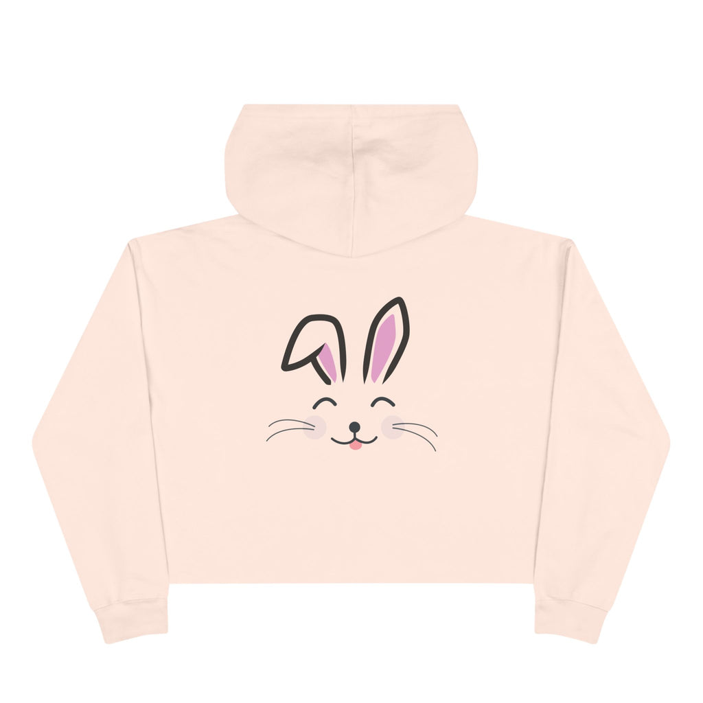 Cute Rabbit face Crop Hoodie, Bunny Hooded Sweater, Kawaii Animal Sweatshirt, Cozy Hare Pullover, Rabbit Lover Gift