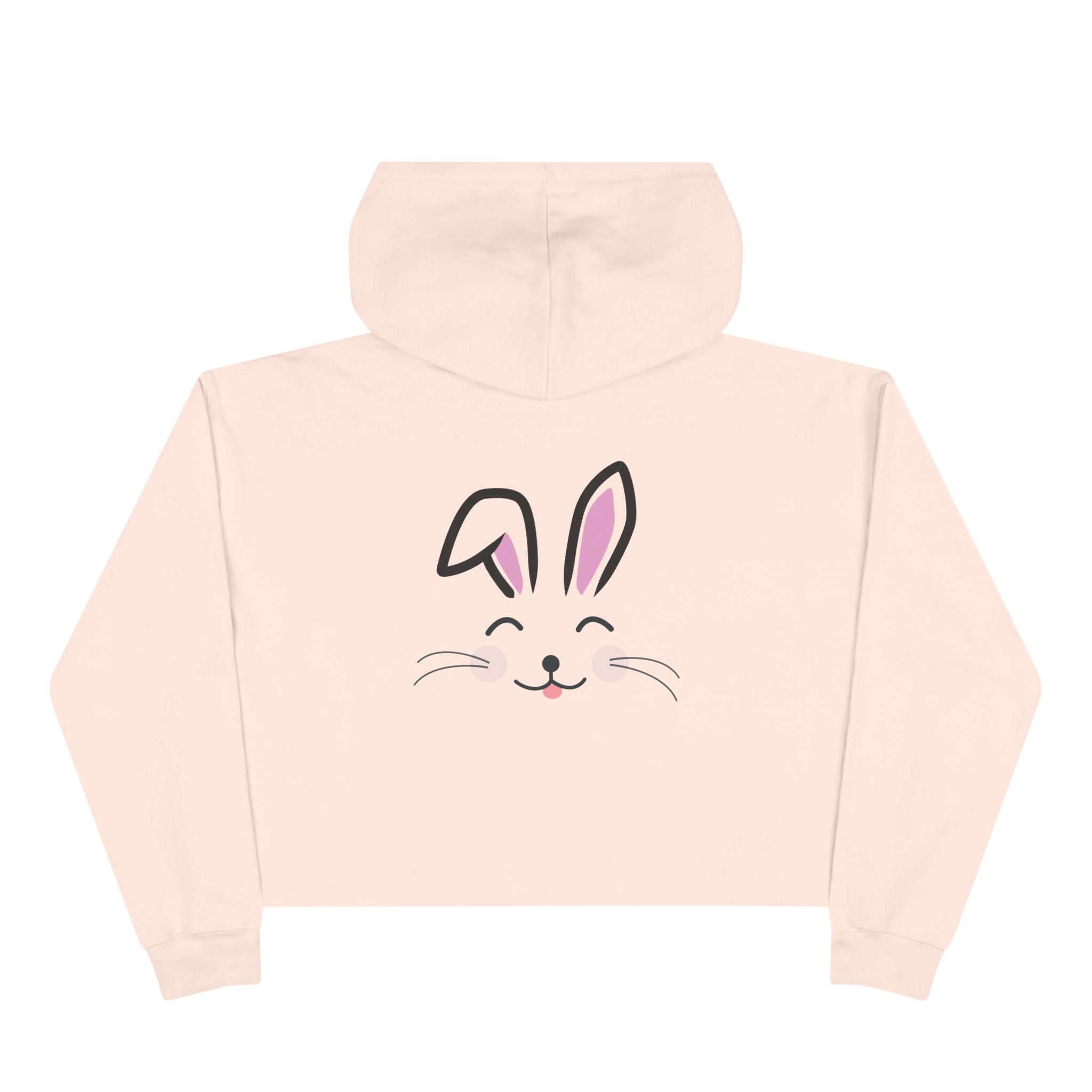 Cute Rabbit face Crop Hoodie, Bunny Hooded Sweater, Kawaii Animal Sweatshirt, Cozy Hare Pullover, Rabbit Lover Gift