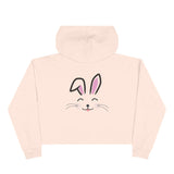 Cute Rabbit face Crop Hoodie, Bunny Hooded Sweater, Kawaii Animal Sweatshirt, Cozy Hare Pullover, Rabbit Lover Gift