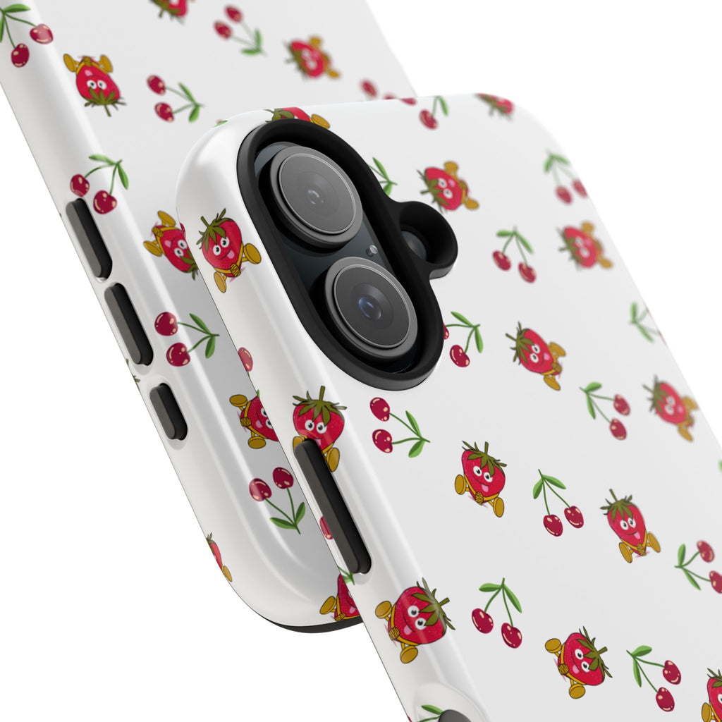 Fruit Patterned Phone Cases, Summer Fruits Phone Covers, Berry Print Tough Cases, Stylish Cell Phone Protectors, Red Fruits Phone