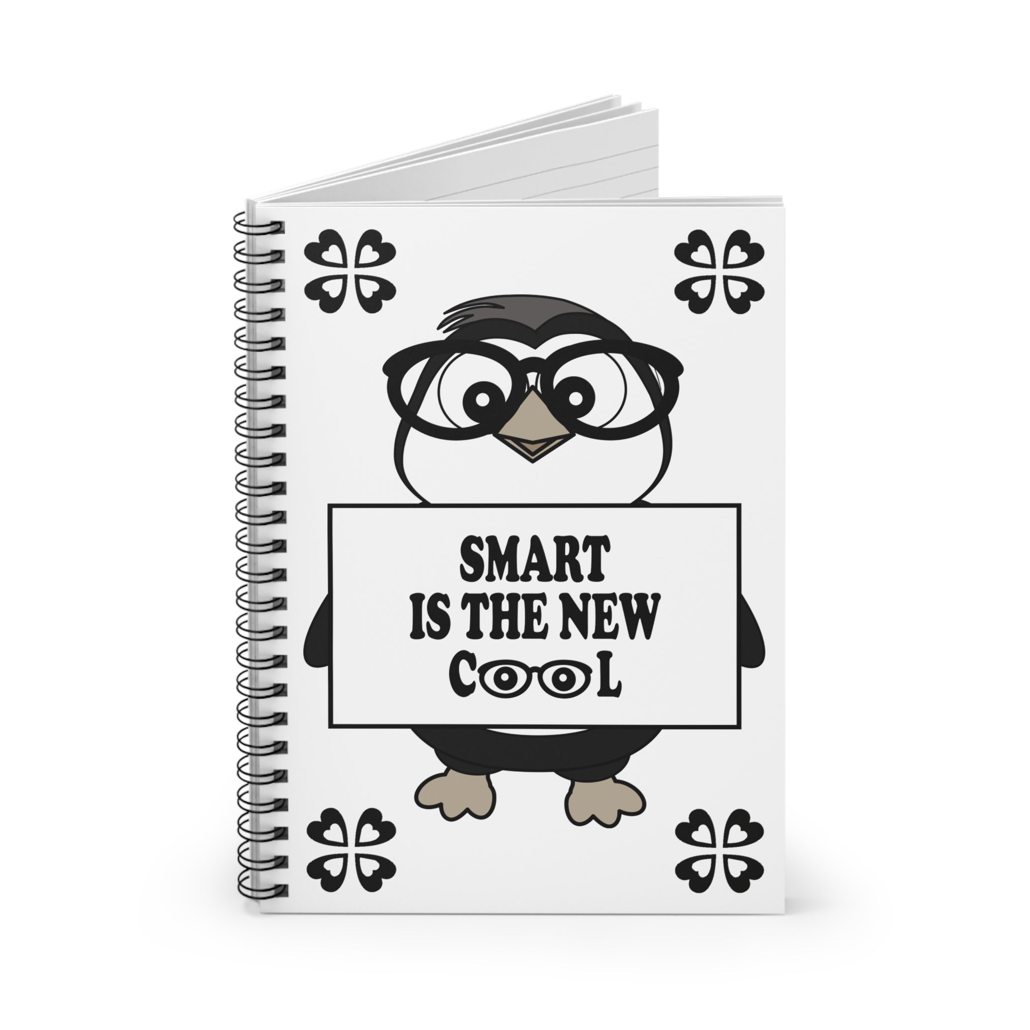 Ruled Line Notebook - Smart Is the New Cool Penguin Stationery