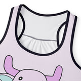 Racerback Tank Top - Kawaii Moo Graphic, Women's Summer Shirt, Funny Cow Print Tee