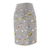 Cool Cats Pattern Gray Women's Pencil Skirt