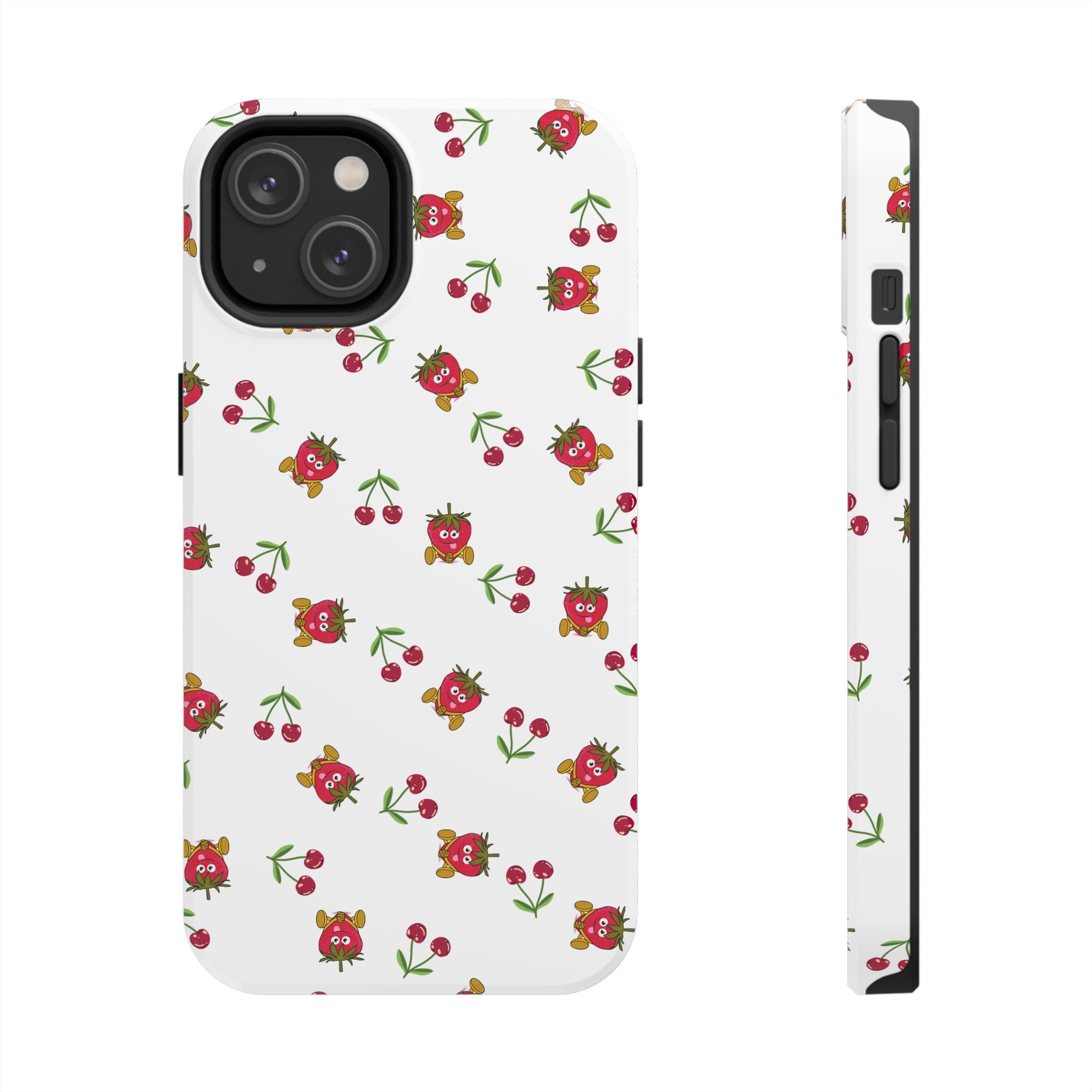 Fruit Patterned Phone Cases, Summer Fruits Phone Covers, Berry Print Tough Cases, Stylish Cell Phone Protectors, Red Fruits Phone