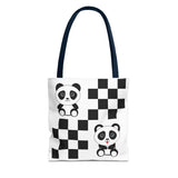 Kawaii Pandas Chessboard Tote Bag