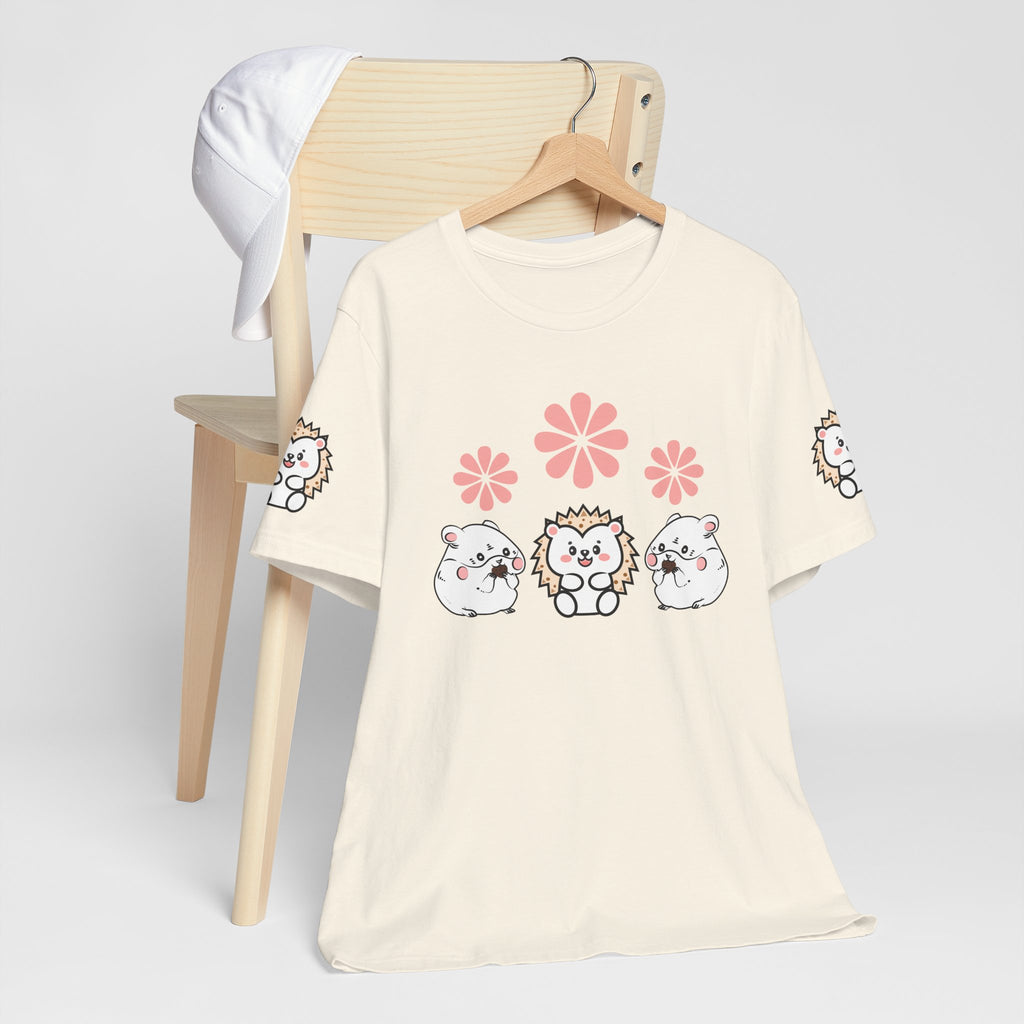 Cute Animal Tee - Hedgehog & Hamster Shirt - Happy Critter Top