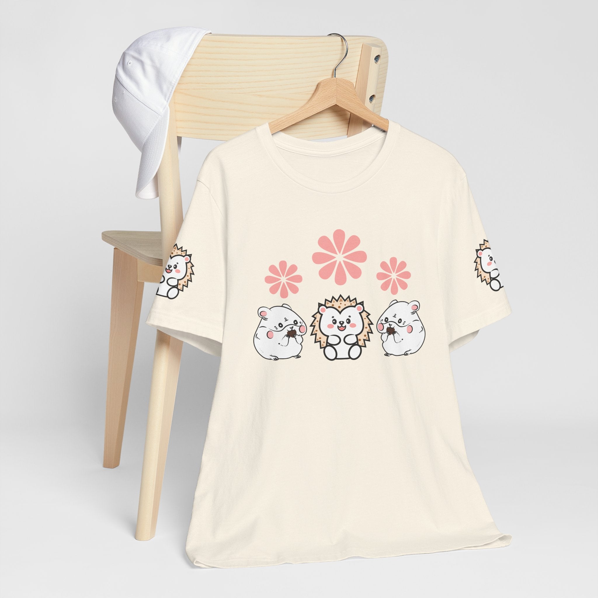 Cute Animal Tee - Hedgehog & Hamster Shirt - Happy Critter Top