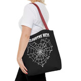 Gothic Spider Web Heart Tote Bag - Creepy Halloween Carryall, Black Widow Arachnid Shoulder Tote, Spooky Goth Shopping Bag, Punk Rock