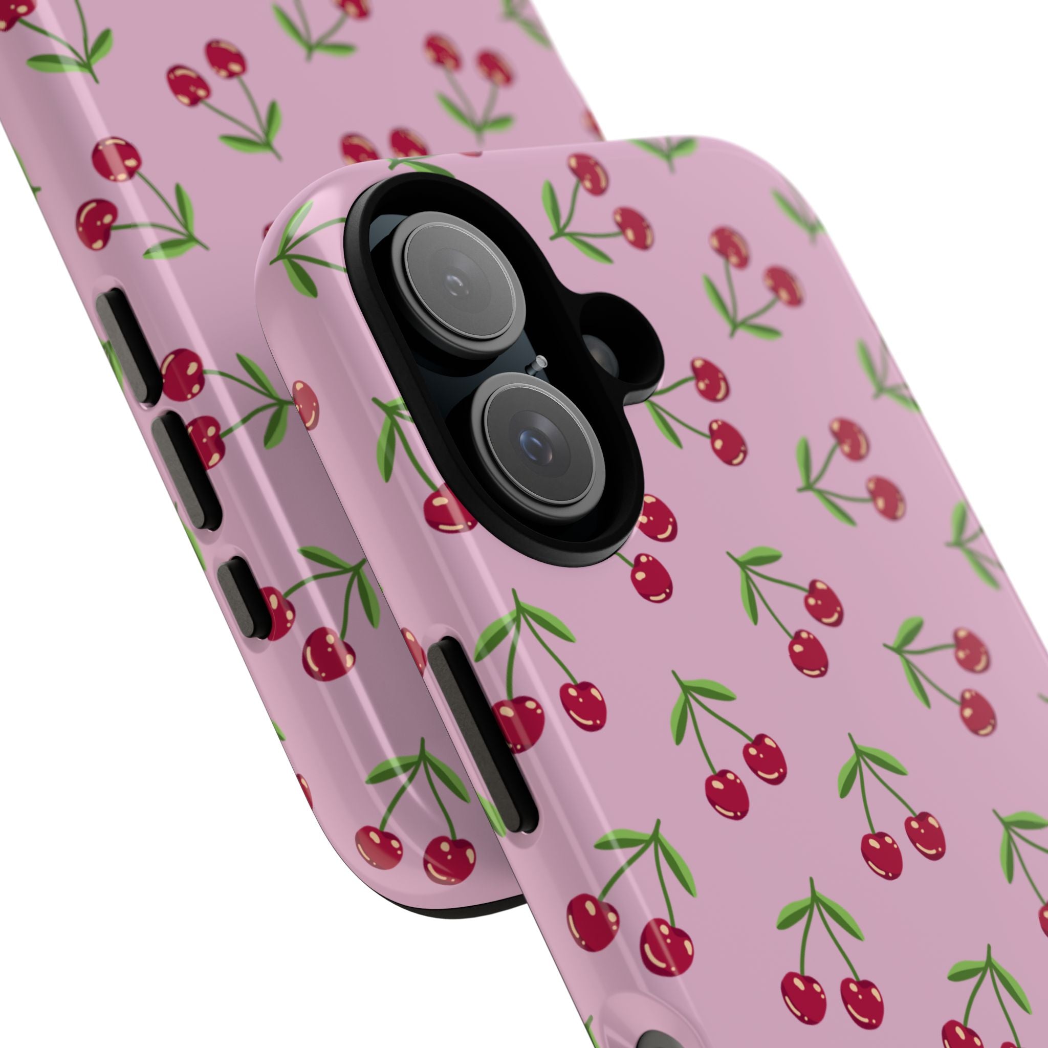 iPhone Cherry Pattern Phone Cases, Floral Tough Cover, Protective Smartphone Shell, Hard Case Gift for Her, Pretty Device Accessories