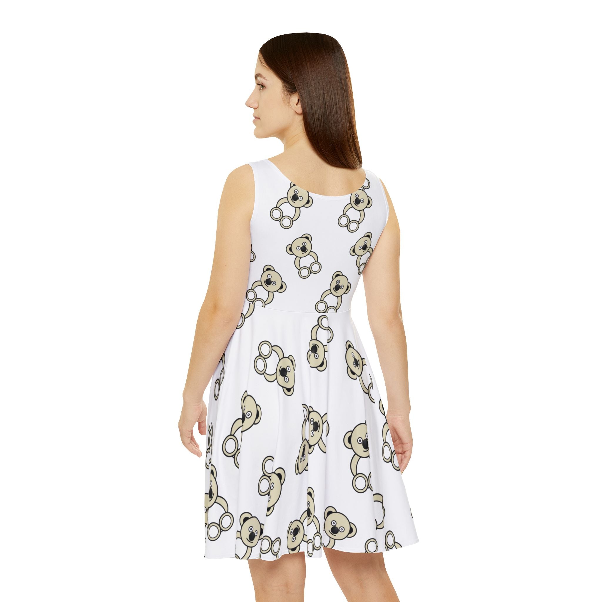 Cute Bear Skater Dress, Animal Lover Outfit, Women's A-Line Dress, Adorable Bear Print, Casual Summer Dress