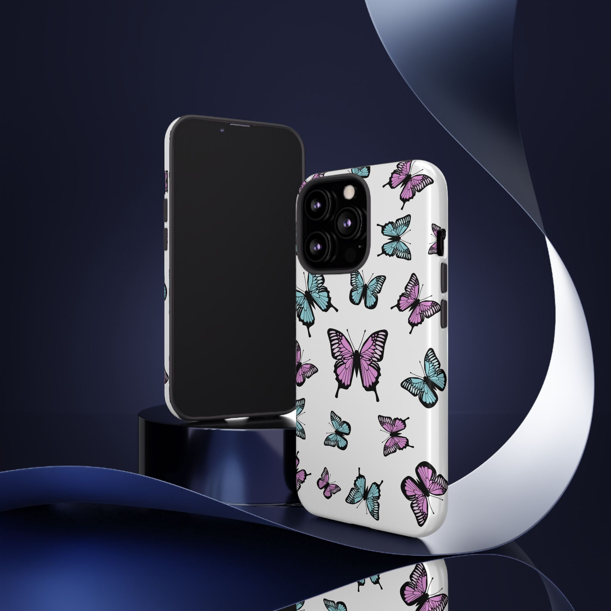 Butterfly Pattern White Background Phone Cases, Protective Cover, Strong Cases, Impact Resistant, Floral Design, Unique Gifts