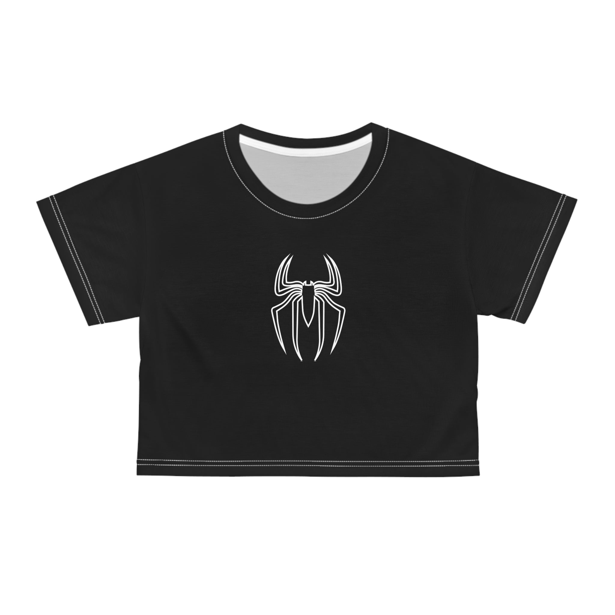 Gothic Spider Crop Tee, Halloween Shirt, White Spider Tee, Halloween Crop Top, Gothic Clothing