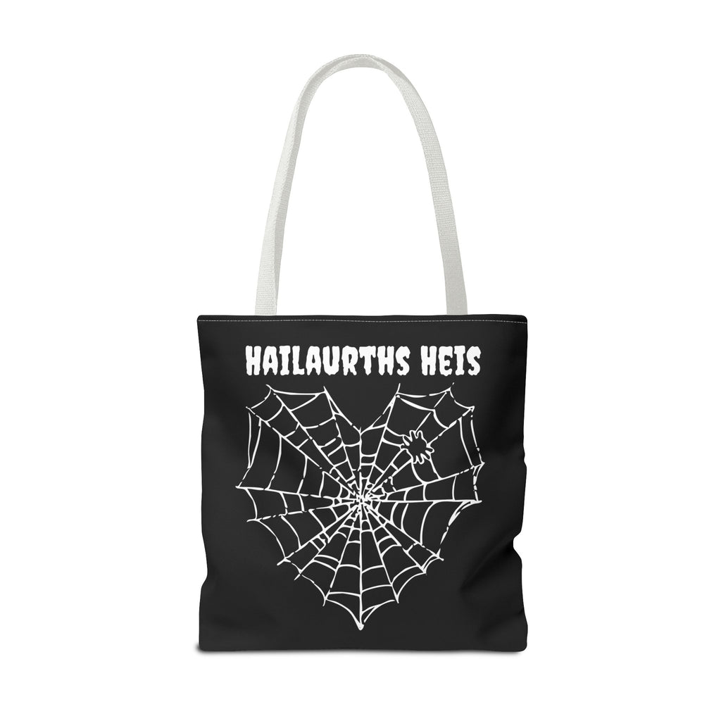 Gothic Spider Web Heart Tote Bag - Creepy Halloween Carryall, Black Widow Arachnid Shoulder Tote, Spooky Goth Shopping Bag, Punk Rock