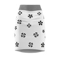 Skull Flower Heart Women's Pencil Skirt, Floral Goth Midi Skirt, Alternative Clothing, Black Lace Printed Skirt, Day of the Dead Fashion