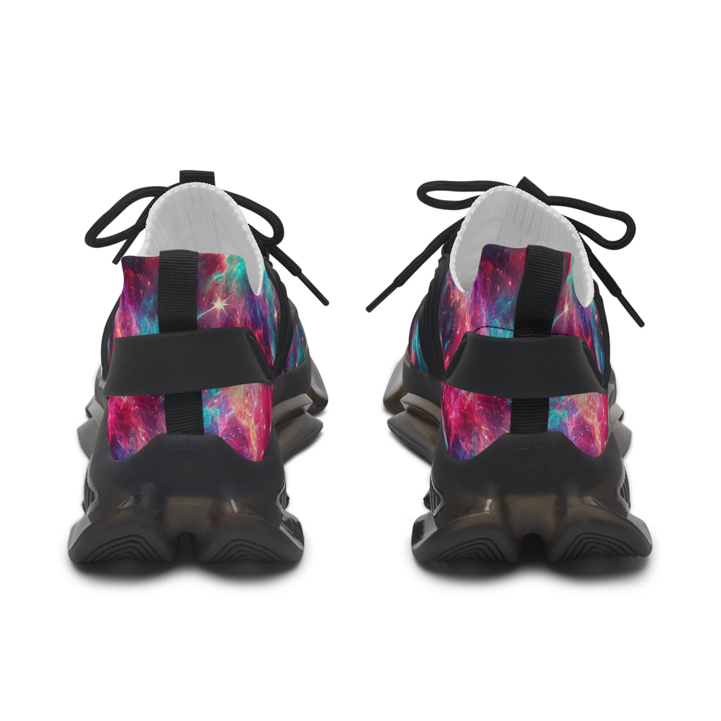 Neon Space Sneakers, Women's Shoes, Galaxy Print Running Shoes, Outer Space Sneaker Gift, Cosmic Athletic Footwear
