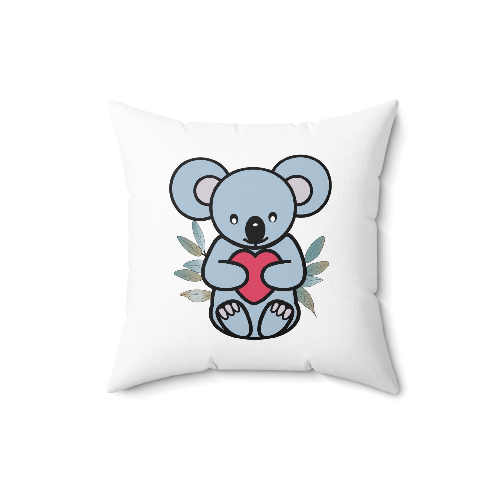 Cute Coala with Eucalyptus leaves Spun Polyester Square Pillow