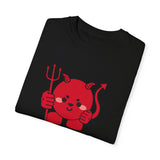 Kawaii Devil Shirt, Cute Demon Garment-Dyed T-shirt, Pastel Grunge Top, Harajuku Inspired Clothing