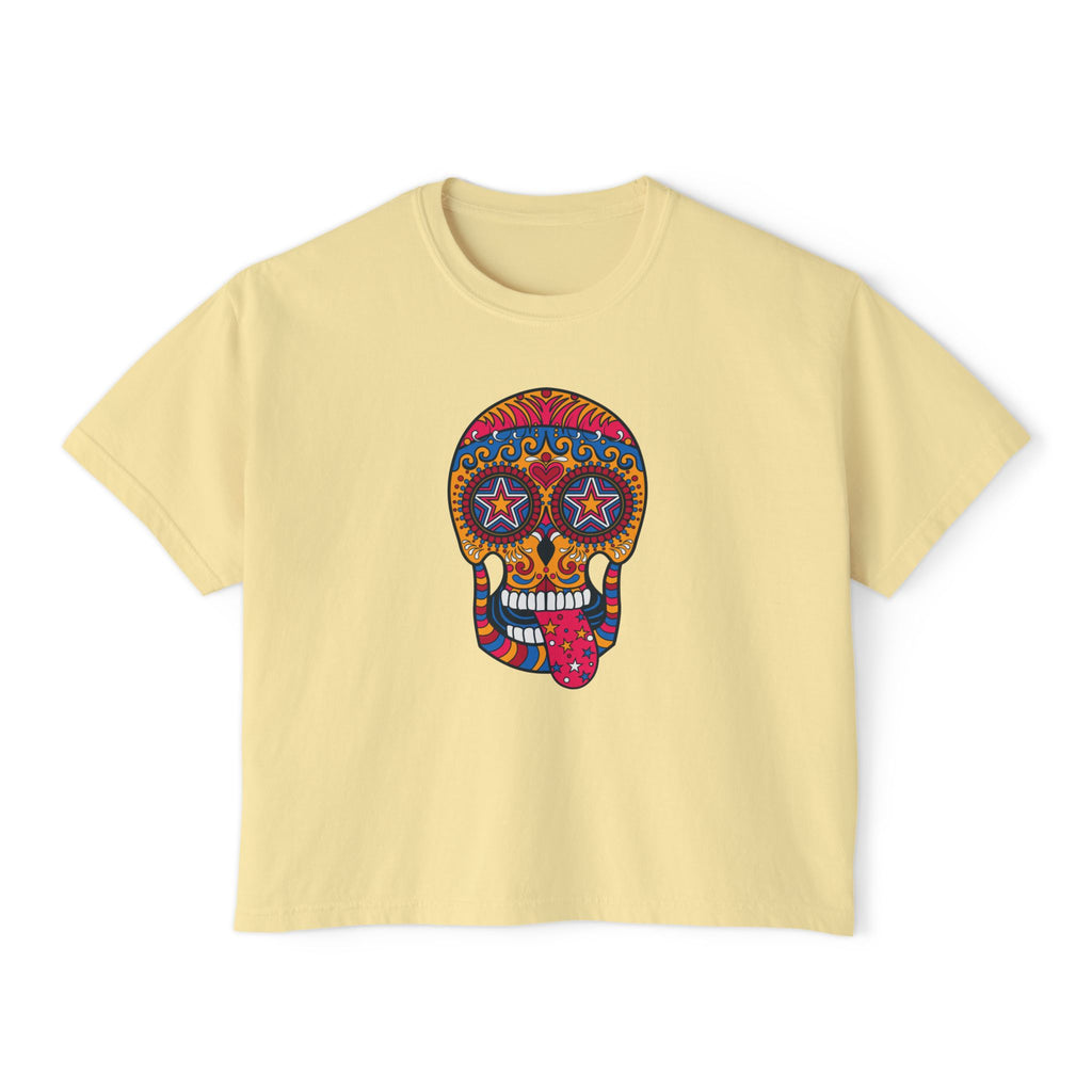 Sugar Skull Boxy Tee - Day of the Dead Women's Shirt